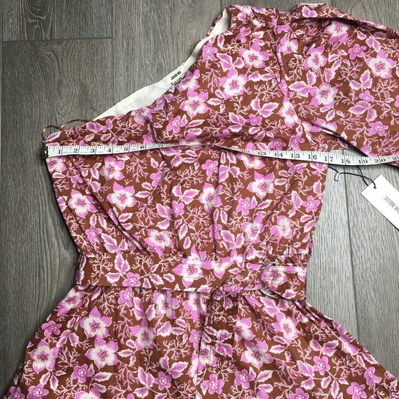 NWT Jason Wu Womens One Shoulder Belted Floral Mini Dress Lined Multicolor L - Picture 9 of 11